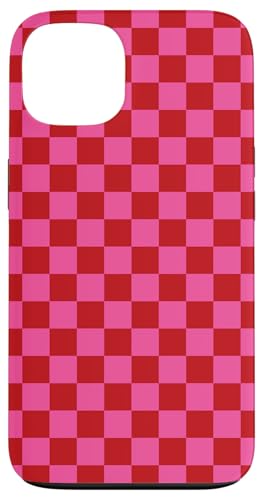 Hülle für iPhone 13 Schachbrettmuster in Rot und Rosa von Sofie Nari
