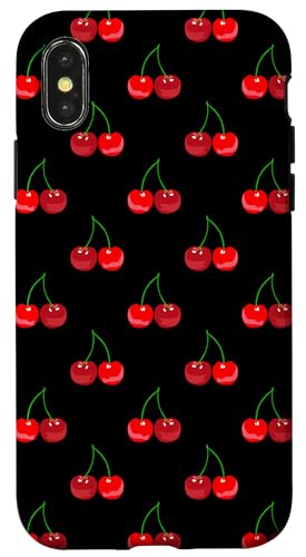 Hülle für iPhone X/XS Niedliche rote und schwarze Kirschen Rockabilly Cherry von Sofie Nari