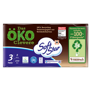 Soft Star Toilettenpapier Das ÖKO Clevere 3-lagig Recyclingpapier, 8 Rollen von Soft Star