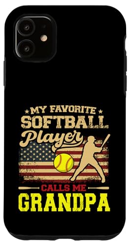 Vatertag Mein Lieblings-Softballspieler nennt mich Opa Hülle für iPhone 11 Vatertag Mein Lieblings-Softballspieler nennt mich Opa Hülle für iPhone 11 von Softball Player American Flag Grandpa Father's Day