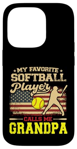 Vatertag Mein Lieblings-Softballspieler nennt mich Opa Hülle für iPhone 14 Pro Vatertag Mein Lieblings-Softballspieler nennt mich Opa Hülle für iPhone 14 Pro von Softball Player American Flag Grandpa Father's Day