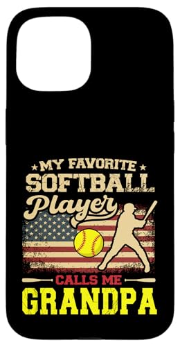Vatertag Mein Lieblings-Softballspieler nennt mich Opa Hülle für iPhone 15 Vatertag Mein Lieblings-Softballspieler nennt mich Opa Hülle für iPhone 15 von Softball Player American Flag Grandpa Father's Day