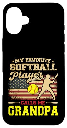 Vatertag Mein Lieblings-Softballspieler nennt mich Opa Hülle für iPhone 16 Plus Vatertag Mein Lieblings-Softballspieler nennt mich Opa Hülle für iPhone 16 Plus von Softball Player American Flag Grandpa Father's Day