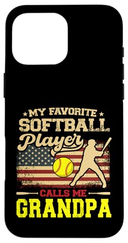 Vatertag Mein Lieblings-Softballspieler nennt mich Opa Hülle für iPhone 16 Pro Max Vatertag Mein Lieblings-Softballspieler nennt mich Opa Hülle für iPhone 16 Pro Max von Softball Player American Flag Grandpa Father's Day