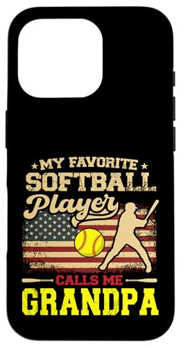 Vatertag Mein Lieblings-Softballspieler nennt mich Opa Hülle für iPhone 16 Pro Vatertag Mein Lieblings-Softballspieler nennt mich Opa Hülle für iPhone 16 Pro von Softball Player American Flag Grandpa Father's Day