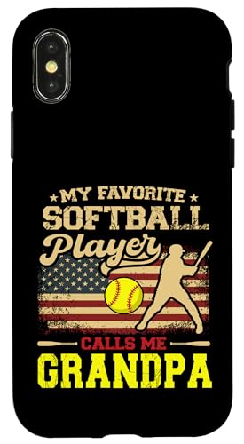 Vatertag Mein Lieblings-Softballspieler nennt mich Opa Hülle für iPhone X/XS Vatertag Mein Lieblings-Softballspieler nennt mich Opa Hülle für iPhone X/XS von Softball Player American Flag Grandpa Father's Day