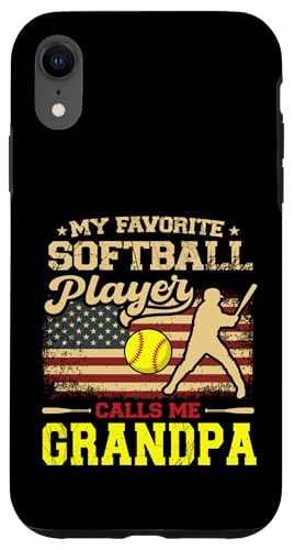 Vatertag Mein Lieblings-Softballspieler nennt mich Opa Hülle für iPhone XR Vatertag Mein Lieblings-Softballspieler nennt mich Opa Hülle für iPhone XR von Softball Player American Flag Grandpa Father's Day
