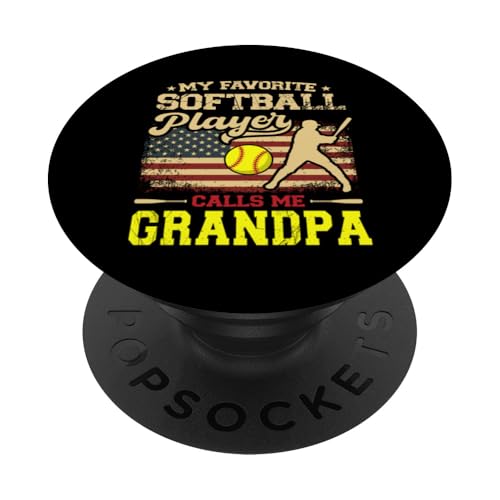 Vatertag Mein Lieblings-Softballspieler nennt mich Opa PopSockets Klebender PopGrip Vatertag Mein Lieblings-Softballspieler nennt mich Opa PopSockets Klebender PopGrip von Softball Player American Flag Grandpa Father's Day