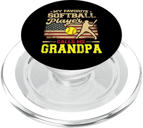 Vatertag Mein Lieblings-Softballspieler nennt mich Opa PopSockets PopGrip für MagSafe Vatertag Mein Lieblings-Softballspieler nennt mich Opa PopSockets PopGrip für MagSafe von Softball Player American Flag Grandpa Father's Day