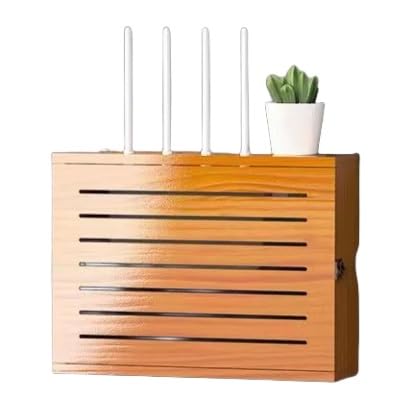 Stanzfreies wandmontiertes Router-Rack, WLAN-Router-Box, Router-Versteck-Aufbewahrungsbox, 2 Ebenen, verstellbare WLAN-Aufbewahrungsbox, Steckdosenleisten-Box, stanzfreier Organizer, Kabel-Versteckbox von Sohodoo