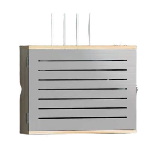 Stanzfreies wandmontiertes Router-Rack, WLAN-Router-Box, Router-Versteck-Aufbewahrungsbox, 2 Ebenen, verstellbare WLAN-Aufbewahrungsbox, Steckdosenleisten-Box, stanzfreier Organizer, Kabel-Versteckbox von Sohodoo