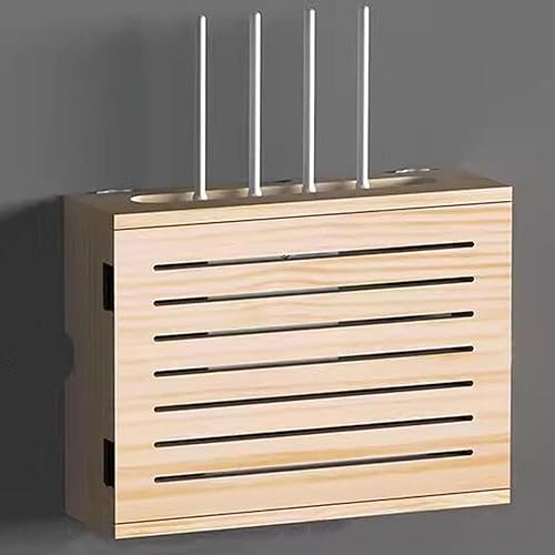 Stanzfreies wandmontiertes Router-Rack, WLAN-Router-Box, Router-Versteck-Aufbewahrungsbox, 2 Ebenen, verstellbare WLAN-Aufbewahrungsbox, Steckdosenleisten-Box, stanzfreier Organizer, Kabel-Versteckbox von Sohodoo