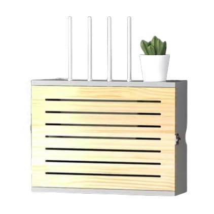 Stanzfreies wandmontiertes Router-Rack, WLAN-Router-Box, Router-Versteck-Aufbewahrungsbox, 2 Ebenen, verstellbare WLAN-Aufbewahrungsbox, Steckdosenleisten-Box, stanzfreier Organizer, Kabel-Versteckbox von Sohodoo