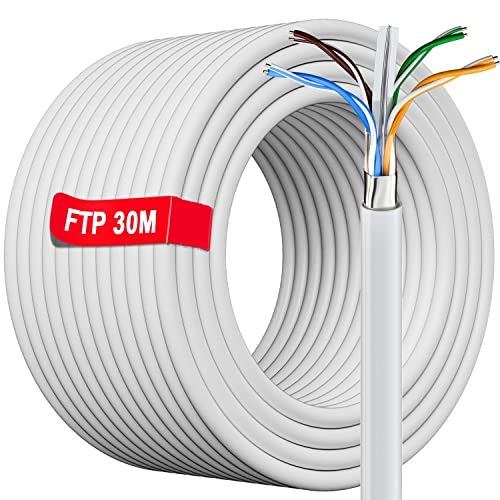 30m Netzwerkkabel Verlegekabel, Lan Kabel 30 meter Hochgeschwindigkeits Ethernet Kabel FTP Abschirmung Installationskabel Datenkabel |Outdoor Indoor Wetterfest, 23AWG, Anti-Jamming, LSZH Halogenfrei von Soibke