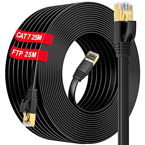 Cat 7 25m LAN Kabel außen, Ethernet Kabel dünn- Netzwerkkabel Gigabit 10000 MbitS- Patchkabel- Cat.7 Rohkabel S FTP PIMF Schirmung mit RJ45 Stecker- Abriebfest– ölbeständig– Wasserfest– IP66 von Soibke