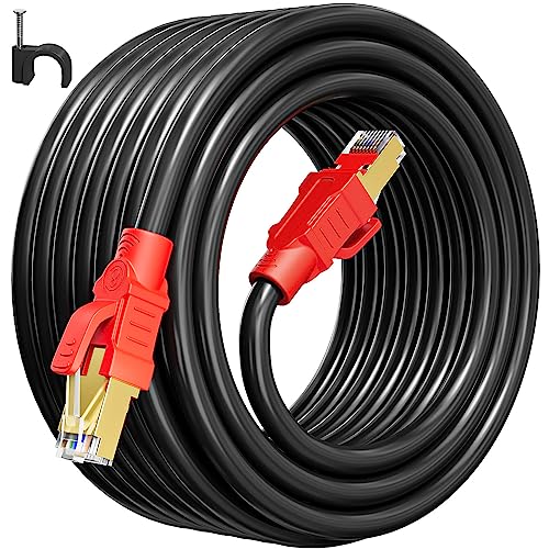 Cat 8 Lan Kabel 10 Meter, 40Gbps 2000MHz Netzwerkkabel 10m High Speed Gigabit RJ45 Kabel 26AWG S/FTP Schirmung Internetkabel Lang Schwarz Ethernet Kabel POE für Switch, Router, Modem(10 Clips) von Soibke