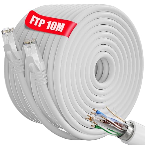 LAN Kabel 10 meter Weiß, Netzwerkkabel 10m Cat 6 FTP Abschirmung Gigabit 23AWG Ethernet Kabel 10M - Anti-Interferenz Patchkabel 10m Cat 6 Wlan Kabel für Router Switch Modem von Soibke