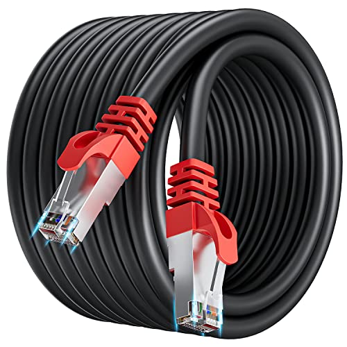 LAN Kabel 20meter Cat 7 Netzwerkkabel 20m Outdoor Hochgeschwindigkeit Wlan Ethernet Kabel SFTP Schirmung 10000Mbits RJ45 Gigabit Internet Patchkabel Schwarz Wasserfest - für PS5/4 Xbox Modem Router von Soibke