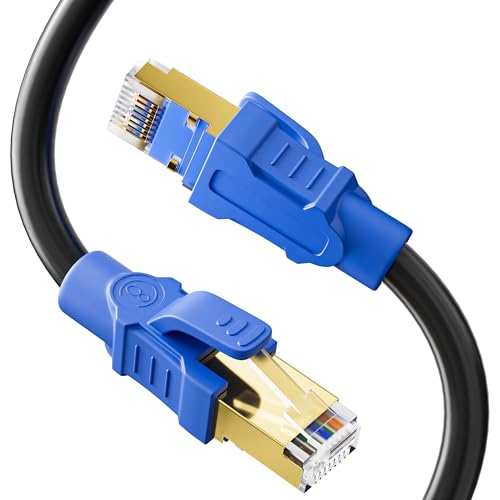 Soibke Cat 8 LAN Kabel 2m, Highspeed Schwarz Netzwerkkabel 40Gbps 2000MHz Ethernet Kabel Hochgeschwindigkeits Patchkabel FTP Geschirmt Internet Kabel RJ45 Wlan Kabel für Modem Router von Soibke