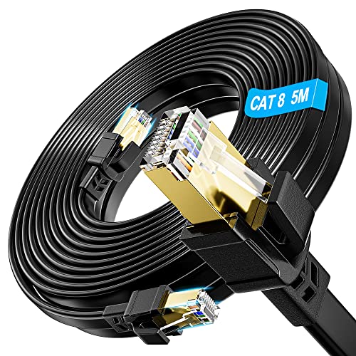 Soibke LAN Kabel 5meter Cat 8, Netzwerkkabel 5m Ethernet Kabel Schwarz 40Gbps 2000MHz Internet Kabel High Speed Wifi Kabel Gigabit Patchkabel FTP RJ45 Kabel Geschirmt Wlan Kabel für Router Modem von Soibke