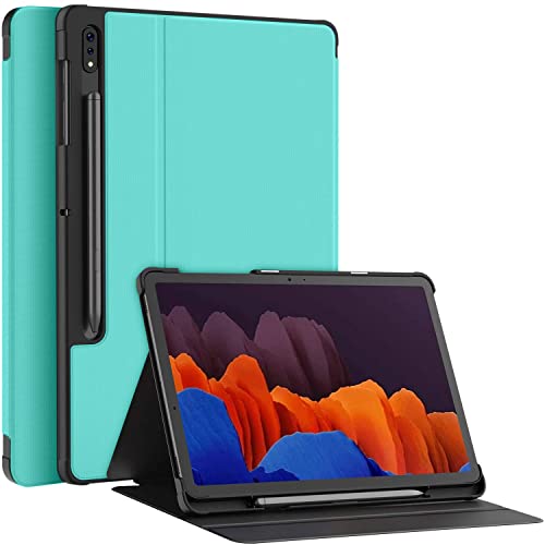 Soke Galaxy Tab S8+/S7 FE/S7 Plus Hülle mit S-Stifthalter [SM-X800/X806/T730/T736B/T970/T975] – Stoßfeste Stand-Folio-Hülle für Samsung Tab S8+ 2022/S7 FE 2021/S7 Plus 2020 12,4 Zoll Tablet, Aqua von Soke