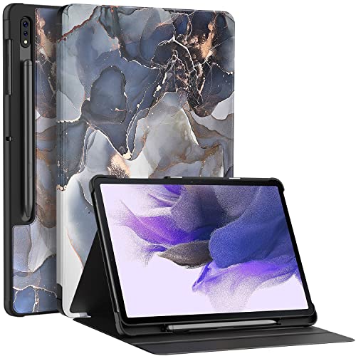 Soke Galaxy Tab S8+/S7 FE/S7 Plus Hülle mit S-Stifthalter [SM-X800/X806/T730/T736B/T970/T975] – Stoßfeste Stand-Folio-Hülle für Samsung Tab S8+ 2022/S7 FE 2021/S7 Plus 2020 12,4 Zoll Tablet, D usk von Soke