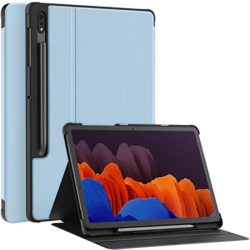Soke Galaxy Tab S8+/S7 FE/S7 Plus Hülle mit S-Stifthalter [SM-X800/X806/T730/T736B/T970/T975] – Stoßfeste Stand-Folio-Hülle für Samsung Tab S8+ 2022/S7 FE 2021/S7 Plus 2020 12,4 Zoll Tablet, Ice Blau von Soke