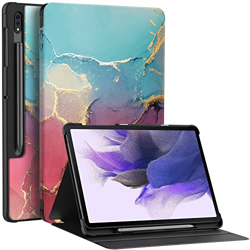 Soke Galaxy Tab S8+/S7 FE/S7 Plus Hülle mit S-Stifthalter [SM-X800/X806/T730/T736B/T970/T975] – Stoßfeste Stand-Folio-Hülle für Samsung Tab S8+ 2022/S7 FE 2021/S7 Plus 2020 12,4 Zoll Tablet, Sky von Soke