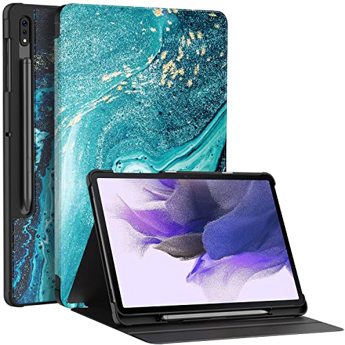 Soke Galaxy Tab S8+/S7 FE/S7 Plus Hülle mit S-Stifthalter [SM-X800/X806/T730/T736B/T970/T975] – Stoßfeste Stand-Folio-Hülle für Samsung Tab S8+ 2022/S7 FE 2021/S7 Plus 2020 12,4 Zoll Tablet, von Soke