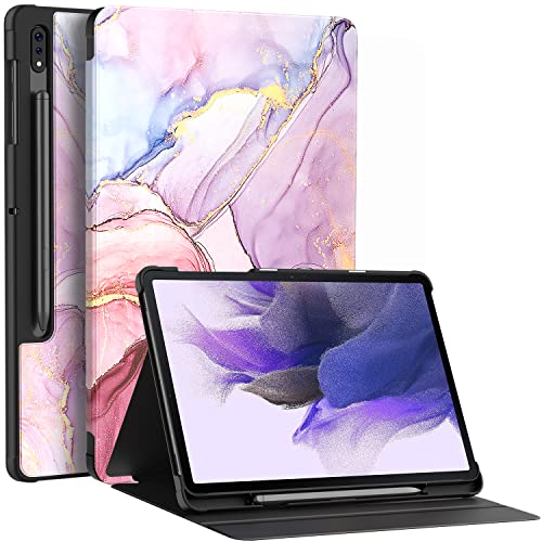 Soke Galaxy Tab S8+/S7 FE/S7 Plus Hülle mit S-Stifthalter [SM-X800/X806/T730/T736B/T970/T975] – Stoßfeste Stand-Folio-Schutzhülle für Samsung Tab S8+ 2022/S7 FE 2021/S7 Plus 2020 12,4 Zoll Tablet, von Soke