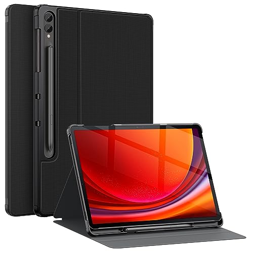 Soke Galaxy Tab S9 Plus/S8+/S7 FE/S7+ Hülle mit S-Stifthalter [SM-X810/X816B/X818U/X800/X806/T730/T736B/T970/T975] – Stoßfeste Stand-Folio-Hülle für Samsung Tablet S9+ 2023 12,4 Zoll, Schwarz von Soke