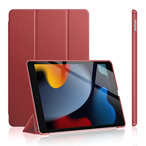 Soke Hülle für iPad 9. Generation 2021,iPad 8. Generation 2020, [Schlanker Trifold Stand + Auto Wake/Sleep], Premium Schutzhülle Hard PC Back Cover für Apple iPad 10.2 Zoll (Weinrot) von Soke