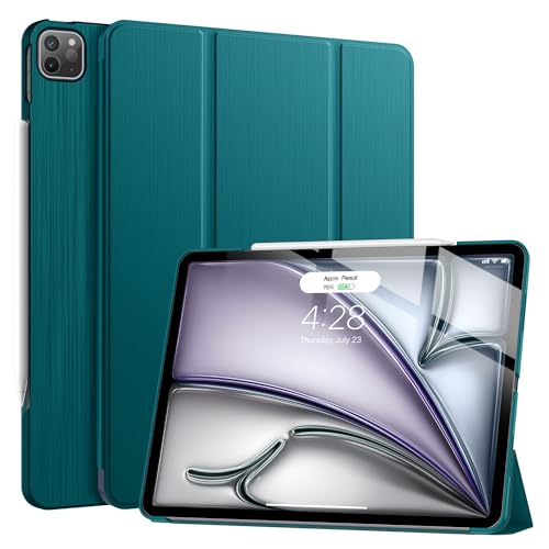 Soke Hülle für iPad Pro 12,9 2021(5.Generation), Ultra Dünn Leicht Dreifach Falt Stand Schutzhülle Tasche, Smart Cover wit Auto Schlaf/Aufwach + Kabelloses Laden für iPad Pro 12.9, Blaugrün von Soke
