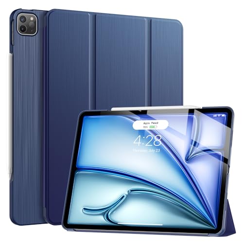 Soke Hülle für iPad Pro 12,9 2021(5.Generation), Ultra Dünn Leicht Dreifach Falt Stand Schutzhülle Tasche, Smart Cover wit Auto Schlaf/Aufwach + Kabelloses Laden für iPad Pro Hülle 12.9, Marine von Soke