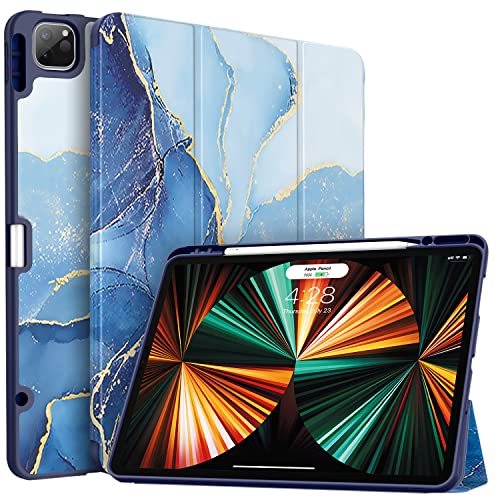 Soke Schutzhülle für iPad Air 13 Zoll (M3/M2) 2025/2024, iPad Pro 12.9 Hülle 6/5. Generation mit Stifthalter (Version 2021 2022), Apple Pencil Charging + Auto Wake/Sleep, Ozeanmarmor von Soke