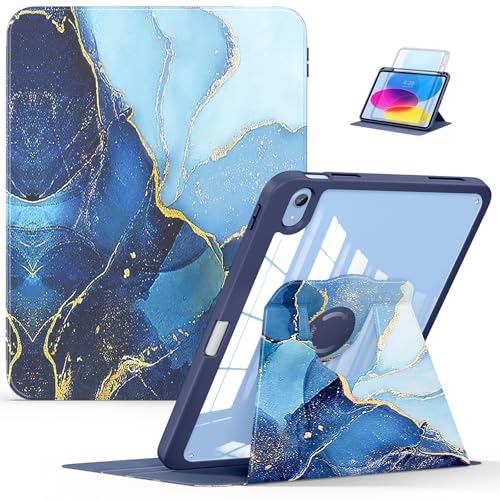 Soke Rotating Case für iPad 10th Generation 10.9-Zoll 2022 mit Bleistift Halter 360 Grad Rotate Stand Schutzhülle mit klarer Rückseite Smart Schlaf/Wake Cover -Ocean Marble Soke Rotating Case für iPad 10th Generation 10.9-Zoll 2022 mit Bleistift Halter 360 Grad Rotate Stand Schutzhülle mit klarer Rückseite Smart Schlaf/Wake Cover -Ocean Marble von Soke