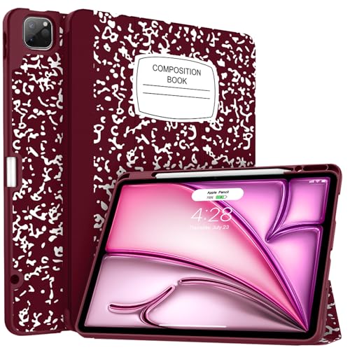 Soke Schutzhülle für 12,9 Zoll (32,8 cm), mit Stifthalter, vollständiger Schutz + Apple Pencil Aufladen der 2. Generation Auto Wake/Sleep), weiche TPU-Rückseite iPad Pro 12,8 cm) (Book Wine Wine) von Soke