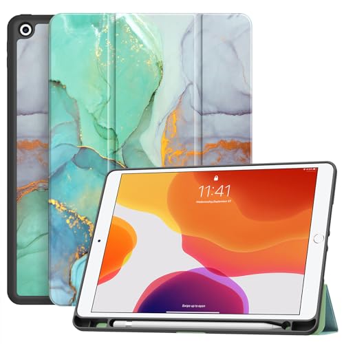 Soke Schutzhülle für iPad 9. Generation 2021/8. Generation 2020/7. Generation 2019 mit Stifthalter, Premium-Stoßfeste Hülle mit weicher TPU-Rückseite & Auto Sleep/Wake für iPad 10,2 Zoll, von Soke