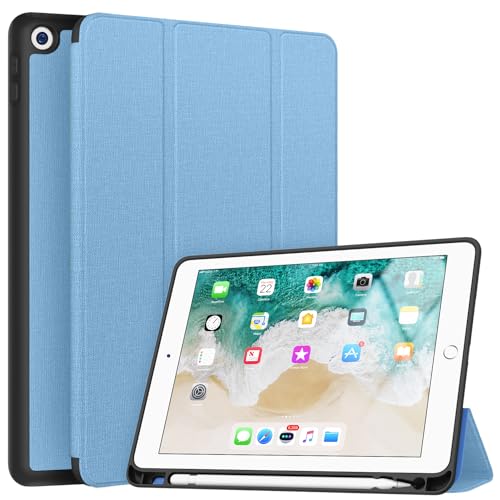 Soke Schutzhülle für iPad 6./5. Generation mit Stifthalter, Smart iPad 9,7 Zoll Hüllen Trifold Ständer mit stoßfester, weicher TPU-Rückseite und automatischer Sleep/Wake-Funktion für Apple iPad von Soke