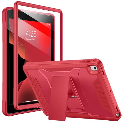 Soke Schutzhülle für iPad 6. / 5. Generation, 9,7 Zoll 2018/2017, mit integriertem Displayschutz und Ständer, robuste Ganzkörper-Schutzhülle für Apple iPad Air 2/Pro 9,7 Zoll (24,6 cm), Burgunderrot von Soke