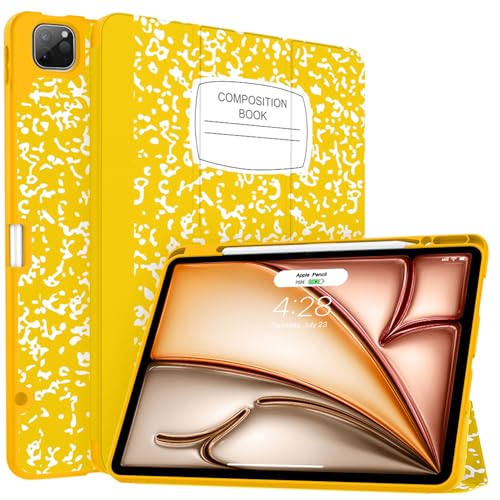 Soke Schutzhülle für iPad Air 13 Zoll (M3/M2) 2025/2024, iPad Pro 12.9 Hülle 6/5. Generation mit Stifthalter (Version 2021 2022), Apple Pencil Charging + Auto Wake/Sleep, Book Lemon von Soke