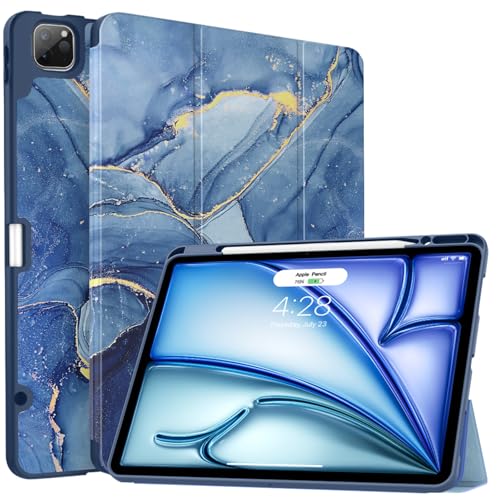 Soke Schutzhülle für iPad Air 13 Zoll (M3/M2, 2025–2024), iPad Pro 12,9 Zoll 6. / 5. Generation mit Stifthalter (Version 2021 2022), Apple Pencil Aufladen + automatische Wake/Sleep-Funktion, weiche von Soke