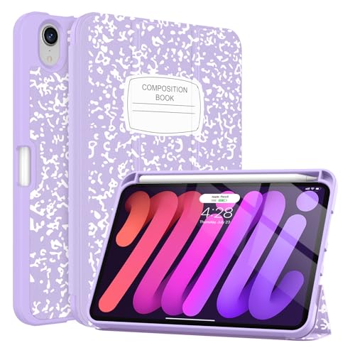 Soke Schutzhülle für iPad Mini 7 (A17 Pro) 2024/iPad Mini 6 2021 8,3 Zoll mit Stifthalter, [Pencil Charging + Auto Wake/Sleep], weiche TPU-Rückseite für iPad Mini 7. / 6. Generation, Lila von Soke