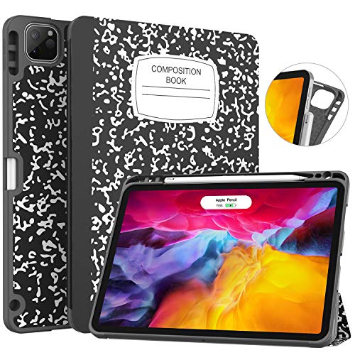 Soke Schutzhülle für iPad Pro 11 2020 & 2018 mit Stifthalter, vollständiger Schutz + Apple Pencil Aufladen + Auto Wake/Sleep], weiche TPU-Rückseite für 2020 iPad Pro 27,9 cm (11 Zoll) (Book Black) von Soke