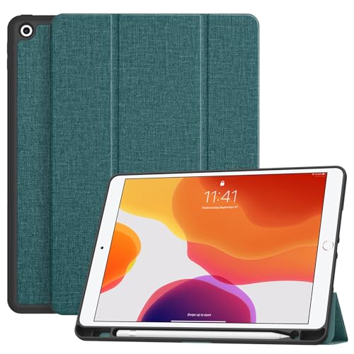 Soke Soke Schutzhülle für iPad 10.2 mit Stifthalter für iPad 9. Generation 2021/8. Generation 2020/7. Generation 2019 - Hochwertige, stoßfeste Hülle mit weicher TPU-Rückseite und automatischer von Soke