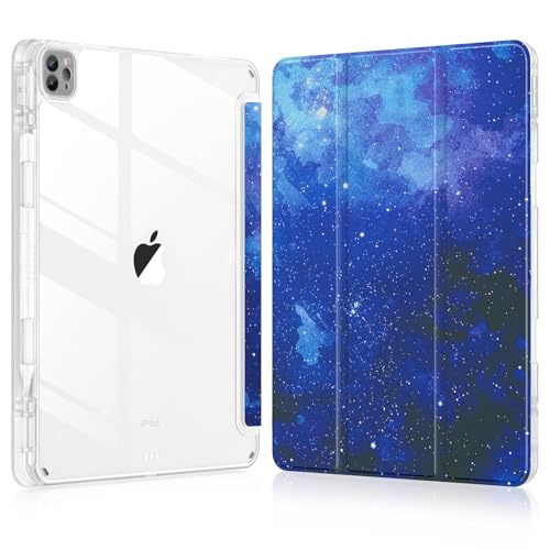 Soke Schutzhülle für iPad Pro 12,9 Zoll (6./5./4./3. Generation, 2022/2021/2020/2018) – Stifthalter + Auto Sleep/Wake + Kameraschutz, transparente, stoßfeste Rückseite, Sternenhimmel von Soke