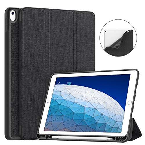 Soke iPad Air 3 Hülle 2019 mit Stifthalter, Premium Smart Case, Starker Schutz, Auto Sleep/Wake, Ultra Slim Soft TPU Back Cover für iPad Air 3rd Gen 2019/iPad Pro 10.5 2017 (Schwarz) von Soke