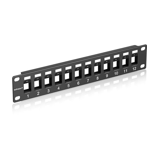 12 Port Mini Blank Keystone Patch Panel mit Snap-in-Design, Cat6 Netzwerk-Patchpanel 1U 10 Zoll, Rack-Montage-Ethernet-Patchpanel (nur für Slim Keystone) von Sokqovt