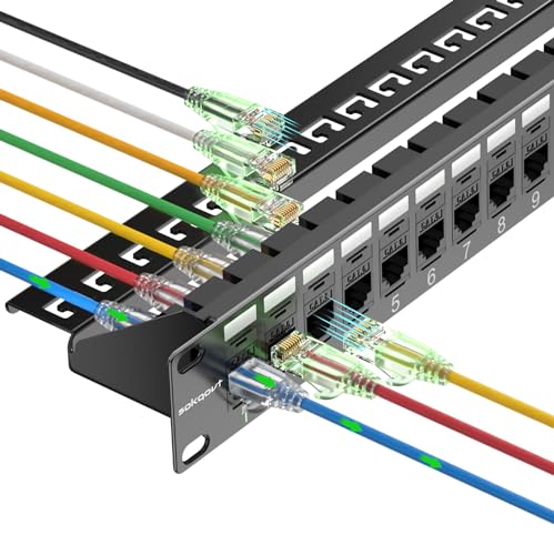 Sokqovt Patchpanel 24 Port Cat6 mit Koppler Keystone, Cat6 Netzwerk Patchpanel 10G kein Durchschlagen, zeitsparendes Ethernet 1U RJ45 Patchpanel mit stabiler Rückleiste, Rackmount 19 Zoll Koppler Sokqovt Patchpanel 24 Port Cat6 mit Koppler Keystone, Cat6 Netzwerk Patchpanel 10G kein Durchschlagen, zeitsparendes Ethernet 1U RJ45 Patchpanel mit stabiler Rückleiste, Rackmount 19 Zoll Koppler von Sokqovt