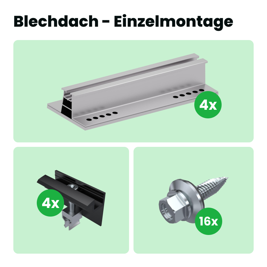 Blechdach Montage-Komplettset für Balkonkraftwerk & Solaranlagen Blechdach Montage-Komplettset für Balkonkraftwerk & Solaranlagen von SolGenix